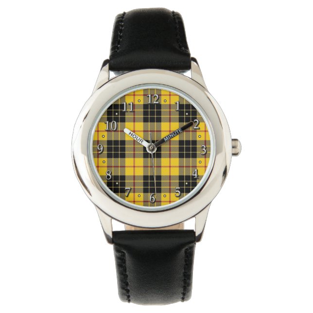 Schotse Clan MacLeod Familie Tartan Plaid Horloge (Voorkant)