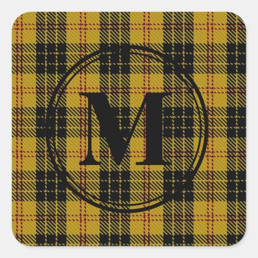 Schotse clan MacLeod Tartan Black Monogram Vierkante Sticker (Voorkant)