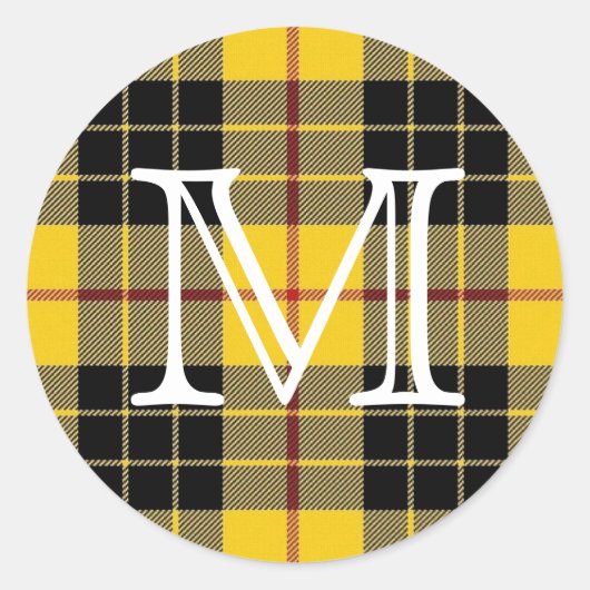 Schotse Clan MacLeod van Lewis Tartan Monogram Ronde Sticker (Voorkant)