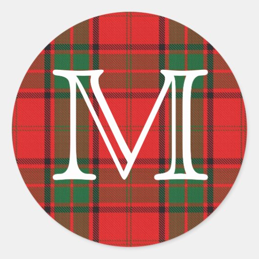Schotse Clan Maxwell Tartan met Monogram Ronde Sticker (Voorkant)