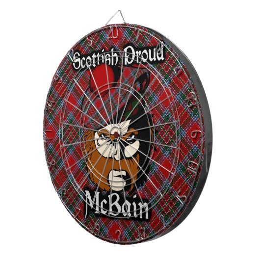 Schotse Clan McBain MacBain Tartan Dartboard Dartbord (Voorkant Rechts)