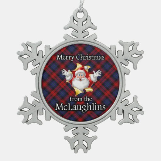 Schotse Clan McLaughlin MacLachlan Kerstmis Tin Sneeuwvlok Ornament (Voorkant)