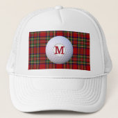 Schotse Clan Monogram Royal Stewart Tartan Plaid Trucker Pet (Voorkant)