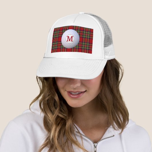 Schotse Clan Monogram Royal Stewart Tartan Plaid Trucker Pet (In situ)