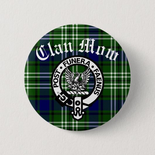 Schotse Clan Mow Crest & Tartan Ronde Button 5,7 Cm (Voorkant)