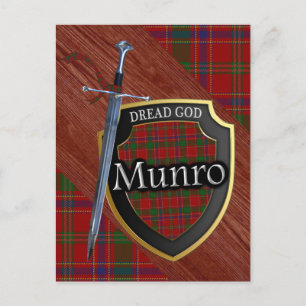 Schotse clan Munro Tartan Shield en Zwaard Briefkaart