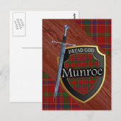 Schotse clan Munroe Munro Tartan Shield en Zwaard Briefkaart (Voorkant / Achterkant)