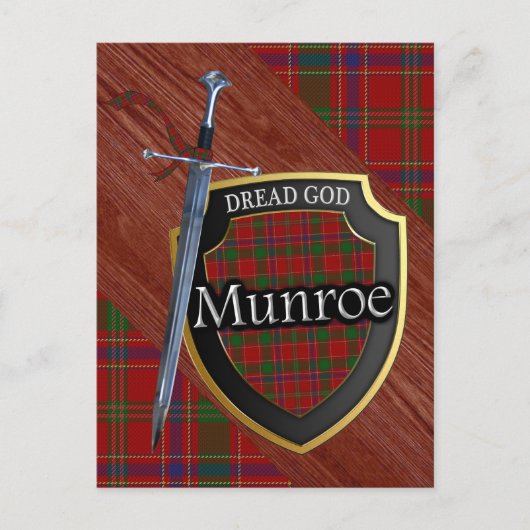 Schotse clan Munroe Munro Tartan Shield en Zwaard Briefkaart (Voorkant)