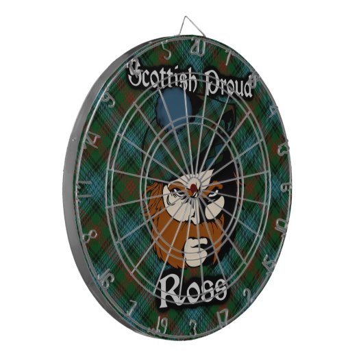 Schotse Clan Ross Tartan Dartboard Dartbord (Voorkant Links)