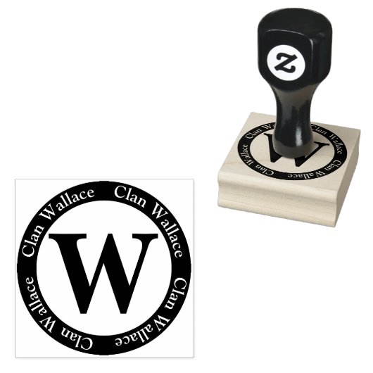Schotse Clan Wallace Letter W Monogram Rubberstempel (Gestempeld)