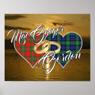 Schotse Clans Wedding Ring Tartan Hearts Poster