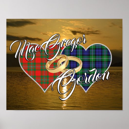Schotse Clans Wedding Ring Tartan Hearts Poster (Voorkant)