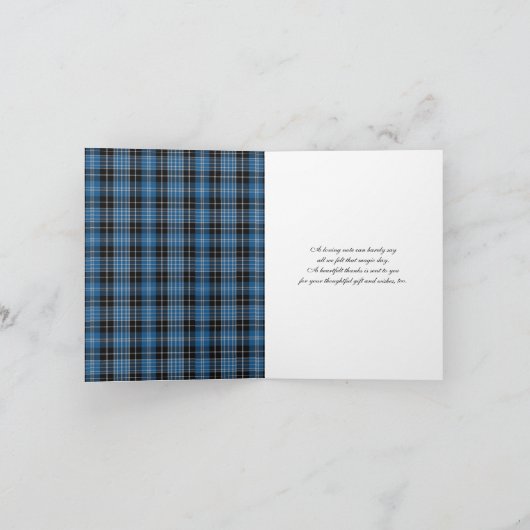Schotse Clark Tartan bruiloft dank u kaart (Binnen)