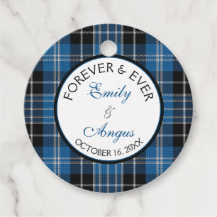 Schotse Clarke Clark Tartan bruiloft Save a Date Bedankjes Labels