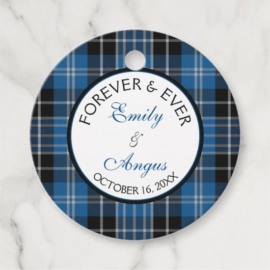 Schotse Clarke Clark Tartan bruiloft Save a Date Bedankjes Labels (Voorkant)