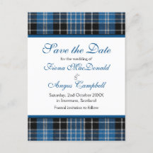 Schotse Clarke Clark Tartan bruiloft Save the Date