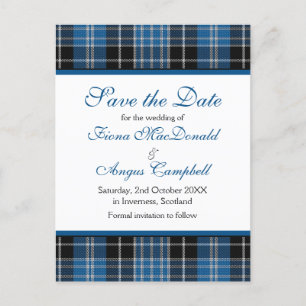 Schotse Clarke Clark Tartan bruiloft Save the Date Aankondigingskaart