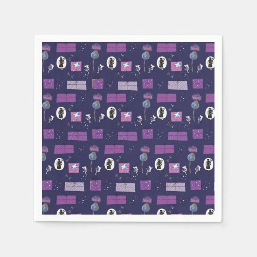 Schotse Collectie Paarse distel servetten (Voorkant)