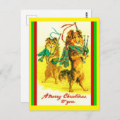 Schotse Collies, Bagpipes Kerst Briefkaart (Voorkant / Achterkant)