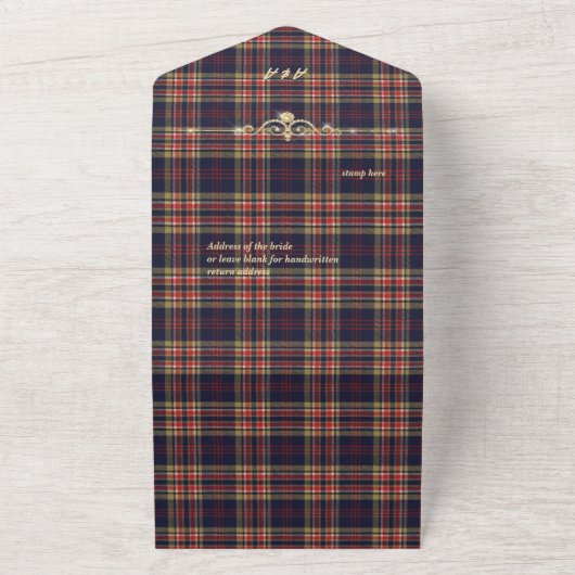 Schotse Commonwealth-tartan  All In One Uitnodiging (Buitenkant)