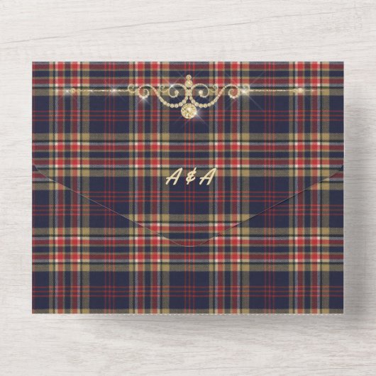 Schotse Commonwealth-tartan All In One Uitnodiging (Achterkant)