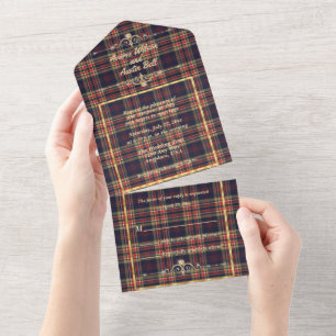 Schotse Commonwealth-tartan All In One Uitnodiging