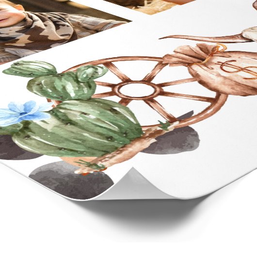 Schotse Cowboy Eerste Verjaardag Mijlpaal Bord Poster (Hoek)