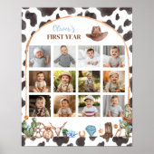 Schotse Cowboy Eerste Verjaardag Mijlpaal Bord Poster (Voorkant)