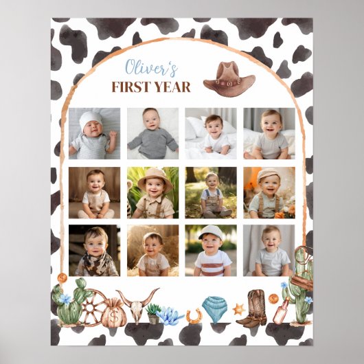 Schotse Cowboy Eerste Verjaardag Mijlpaal Bord Poster (Voorkant)