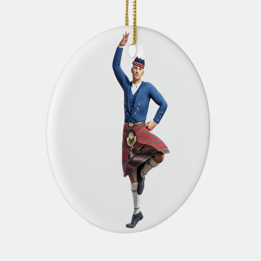 Schotse danser met rechterhand omhoog keramisch ornament (Rechts)