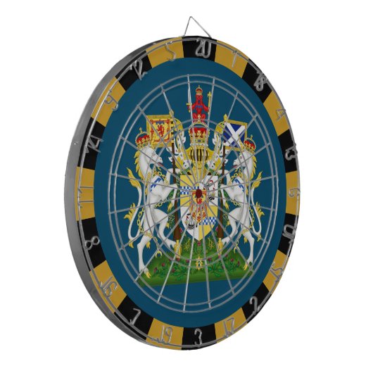 Schotse dartboard en vlag donkerder/gameboard dartbord (Voorkant Links)
