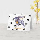 Schotse Deerhound Bone Mot Kaart (Gele Bloem)