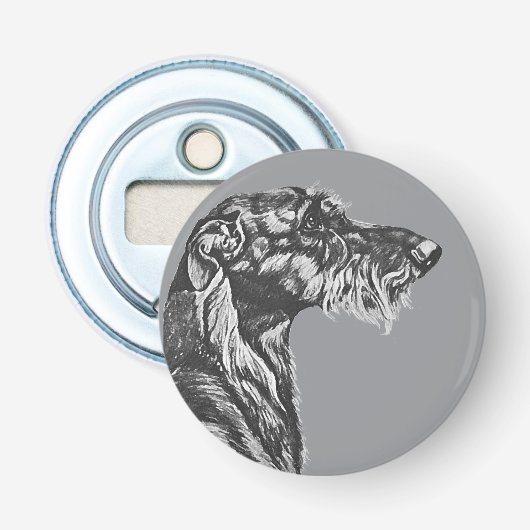 Schotse Deerhound Button Flesopener (Voorkant)