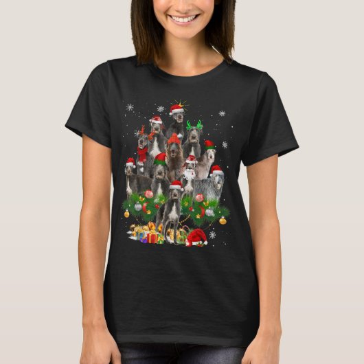 Schotse Deerhound Christmas Tree Lights Grappige H T-shirt (Voorkant)