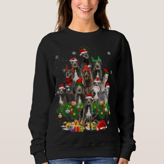 Schotse Deerhound Christmas Tree Lights Grappige H Trui (Voorkant)
