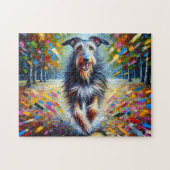 Schotse Deerhound Dog Portrait Acryl Art Print Legpuzzel (Horizontaal)