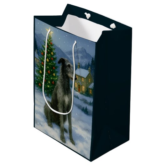 Schotse Deerhound Holiday Medium Cadeauzakje (Voorkant Gekanteld)