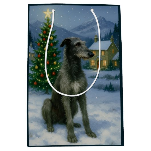 Schotse Deerhound Holiday Medium Cadeauzakje (Voorkant)