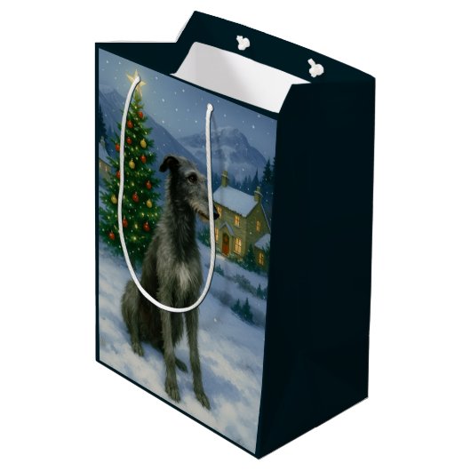 Schotse Deerhound Holiday Medium Cadeauzakje (Achterkant Gekanteld)