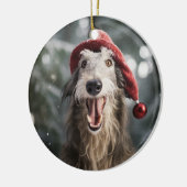 Schotse Deerhound Hond Kerstversiering Keramisch Ornament (Links)