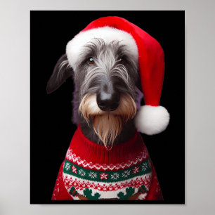 Schotse Deerhound hond met kerstmuts Kerstmis XM Poster