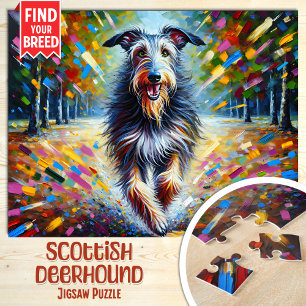 Schotse Deerhound Hond Portret Acryl Kunstprint Legpuzzel