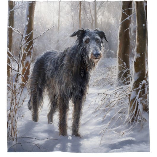 Schotse Deerhound Laat het sneeuwen Kerstmis Douchegordijn (Voorkant)