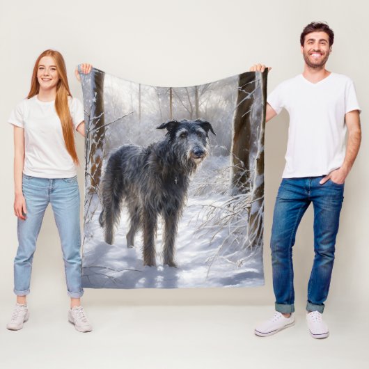 Schotse Deerhound Laat het sneeuwen Kerstmis Fleece Deken (In situ)