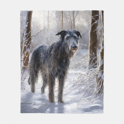 Schotse Deerhound Laat het sneeuwen Kerstmis Fleece Deken (Voorkant)