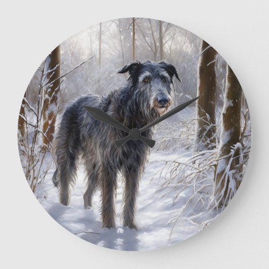 Schotse Deerhound Laat het sneeuwen Kerstmis Grote Klok (Voorkant)