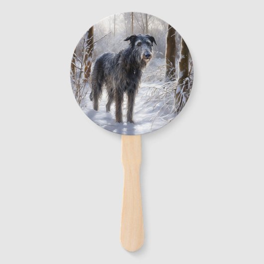 Schotse Deerhound Laat het sneeuwen Kerstmis Handwaaier (Achterkant)