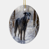 Schotse Deerhound Laat het sneeuwen Kerstmis Keramisch Ornament (Rechts)