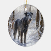 Schotse Deerhound Laat het sneeuwen Kerstmis Keramisch Ornament (Links)