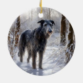 Schotse Deerhound Laat het sneeuwen Kerstmis Keramisch Ornament (Achterkant)